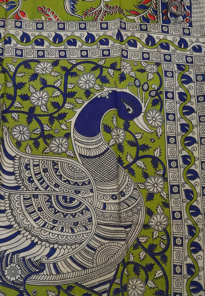 Kalamkari Cotton Saree - Light Green