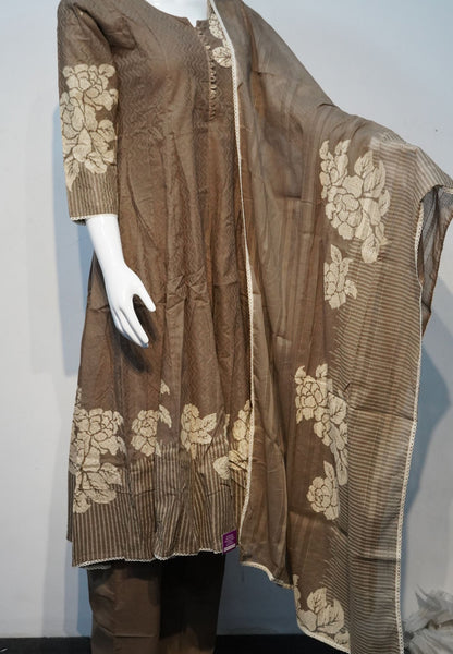 3pcs Floral Embroidery Kurti Set