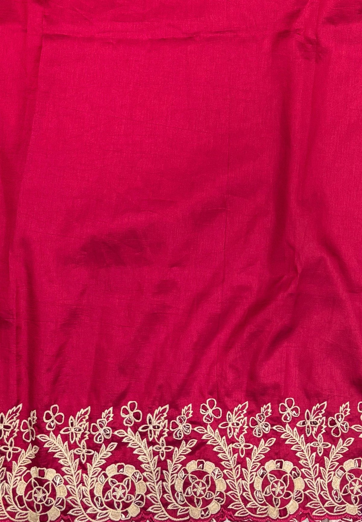 Rsian Silk Saree-Redish Pink In Daisy Floral Embroidery Border