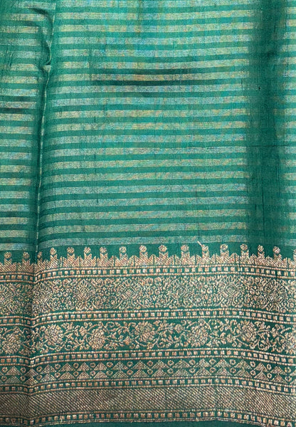 Pure Handloom Tussar Saree-Wine in Traditional Floral Brocade Border