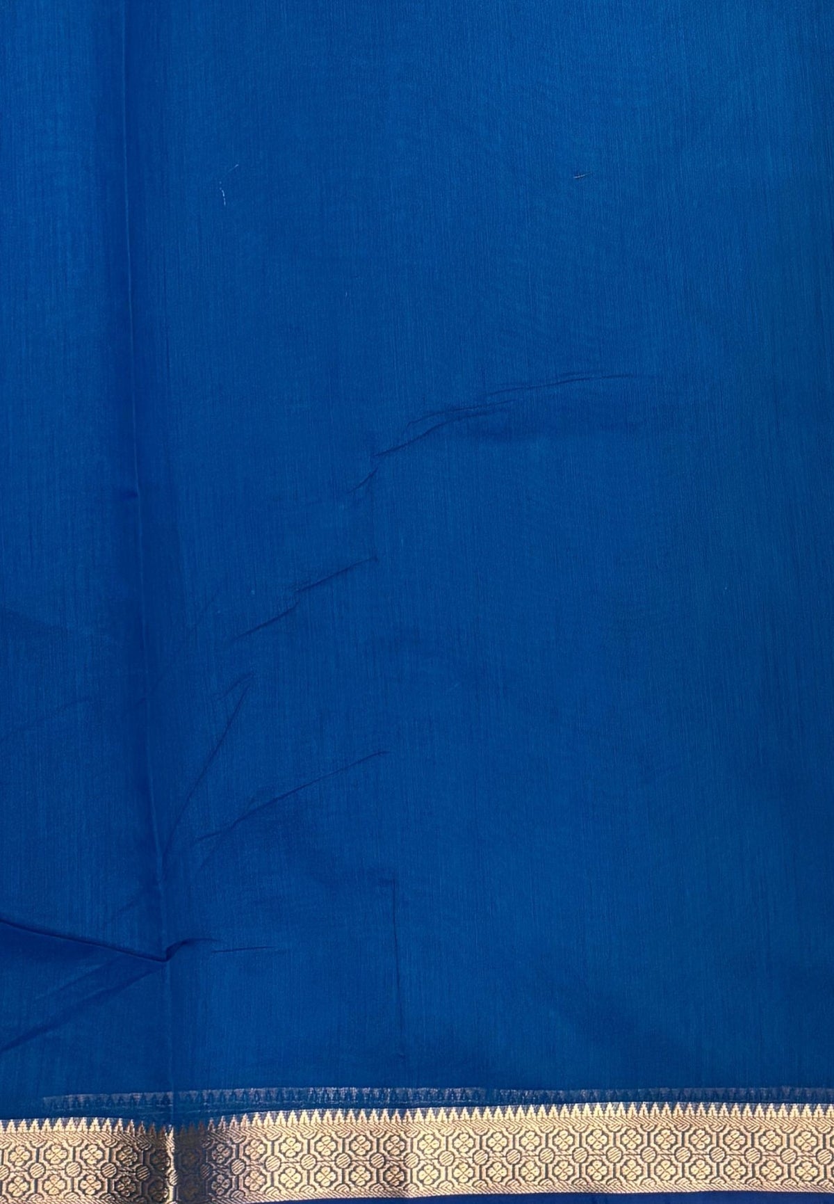 Semi Maheswari Saree-Sulphate Blue In Multi-Stripe Zari Border