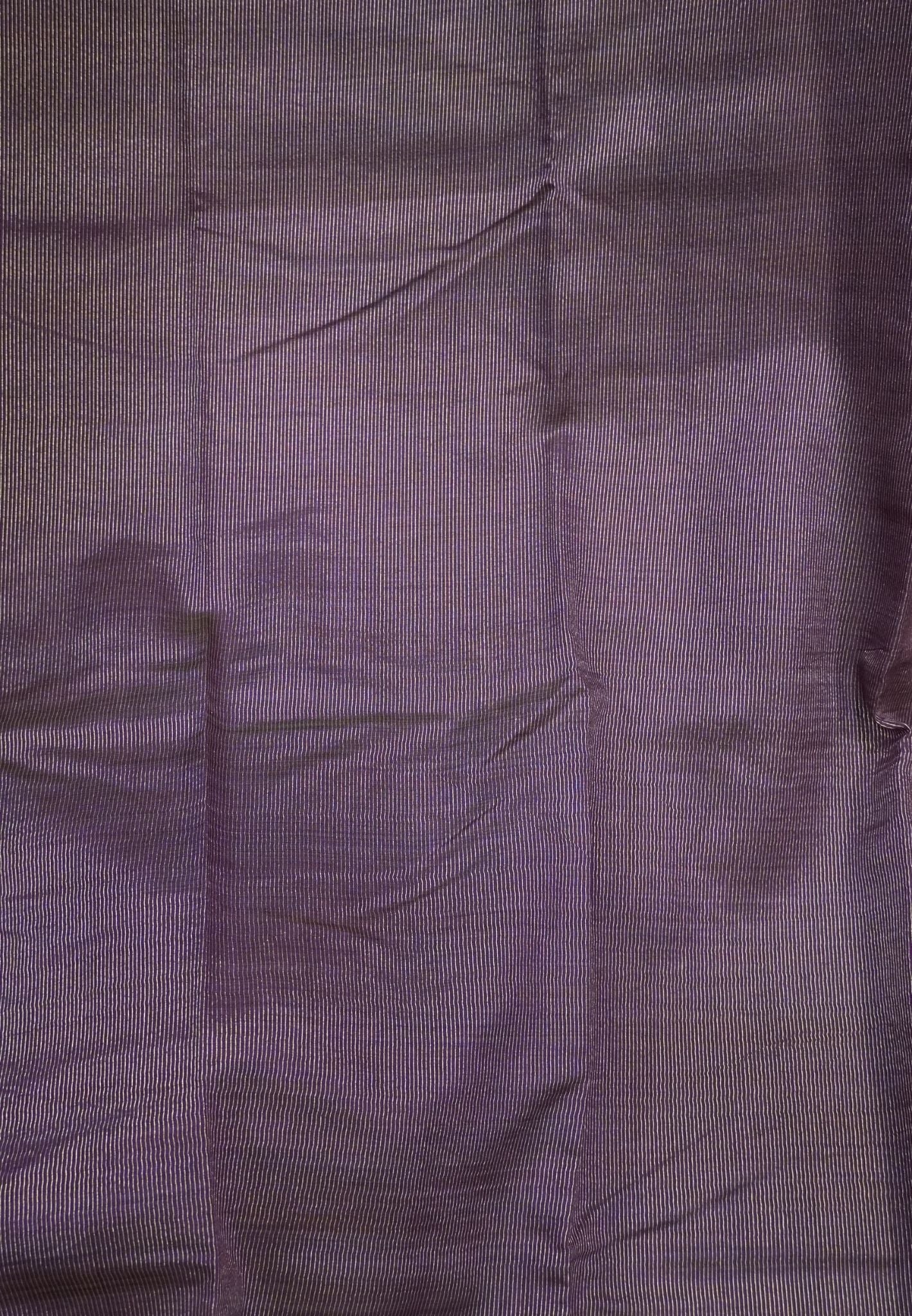 Semi Tussar Saree-Purple with Floral Zari Motif