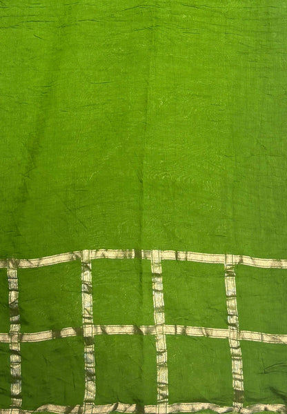 Banarasi Bandeji Saree-Violet in Zari Checks with Contrast Border