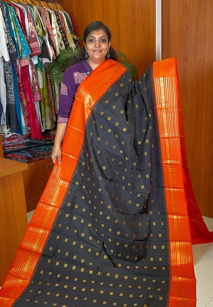 Budget Kanchipuram Silk Saree-Black