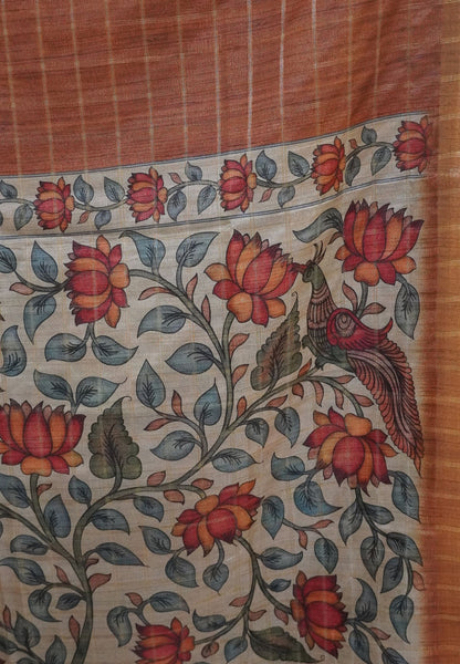 Semi Tussar Saree - Mustard