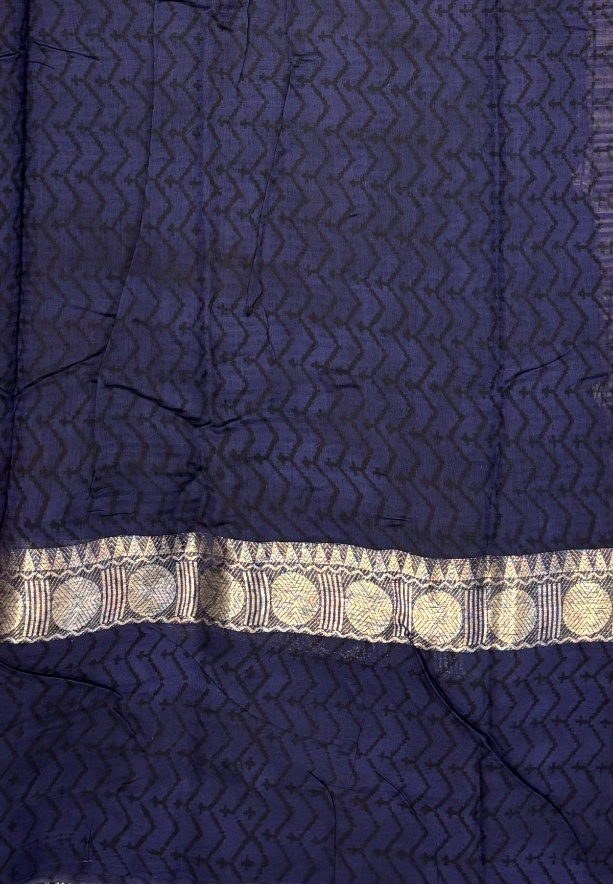 Pure Chanderi Saree-Black In Linear Zari Border