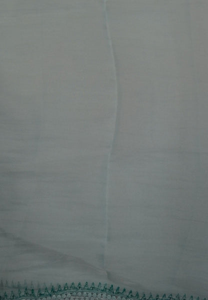 Crush Organza Saree-Sky Blue with French Knot