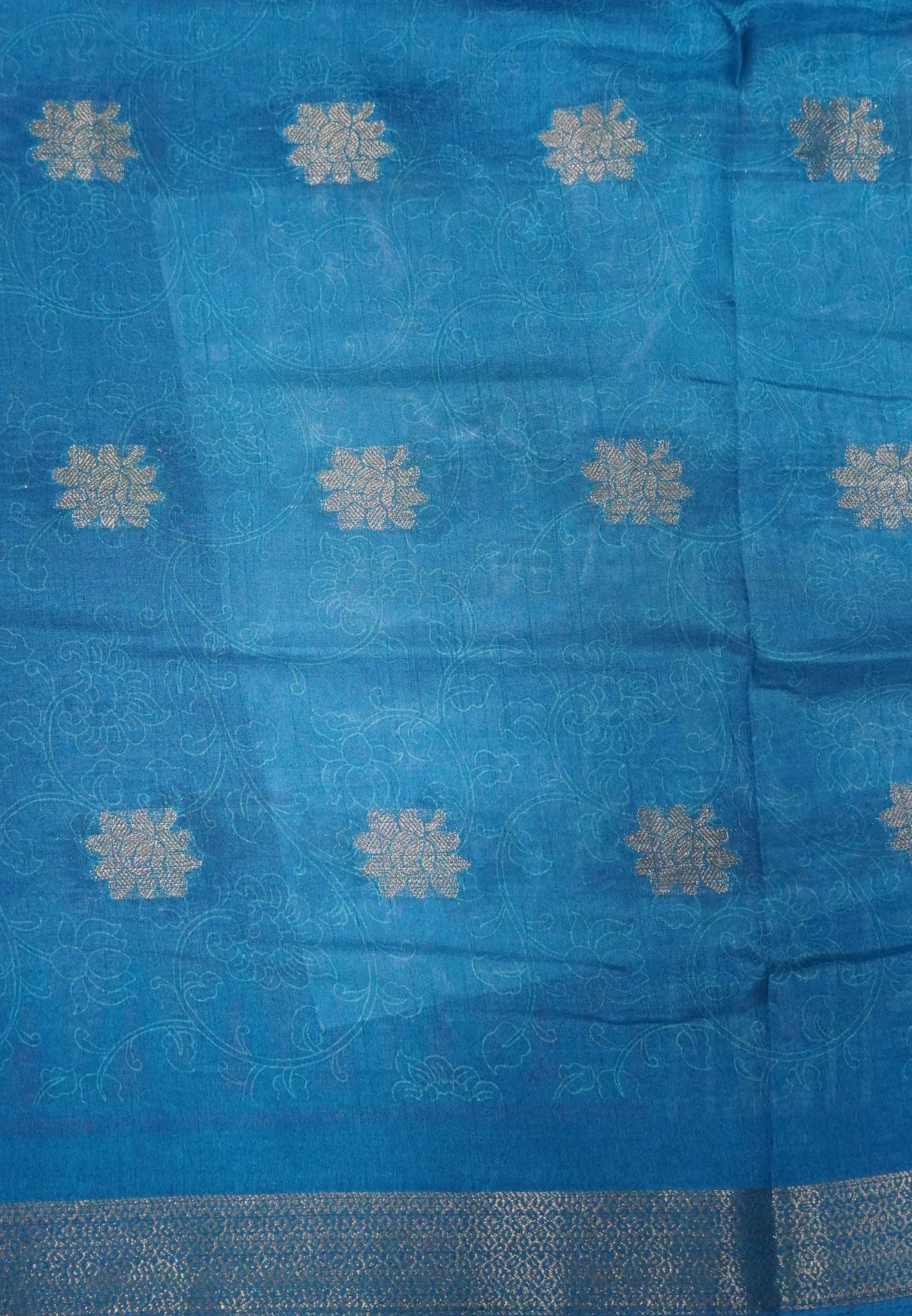 Dola Saree with Checks and Contrast Border- Mauve - Blue