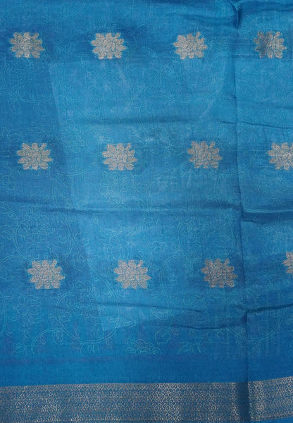 Dola Saree with Checks and Contrast Border- Mauve - Blue