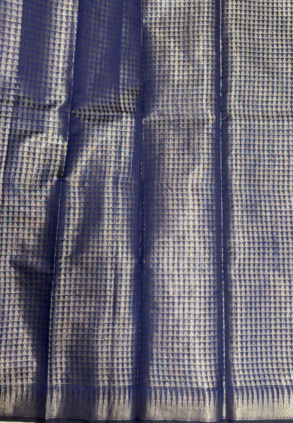 Tissue Silk Saree-Blue In Abstract Loop Zari Border
