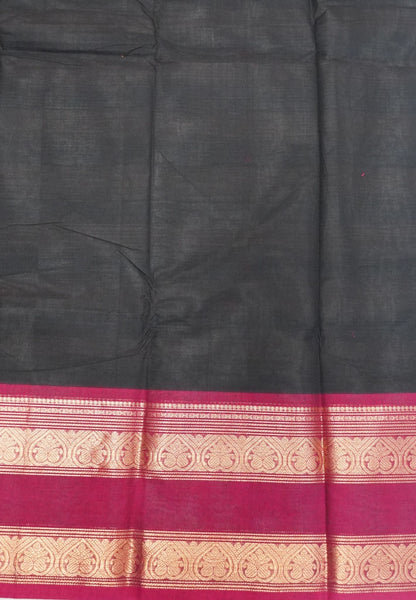 Chettinadu Cotton Saree-Black with Contrast Retapet Border