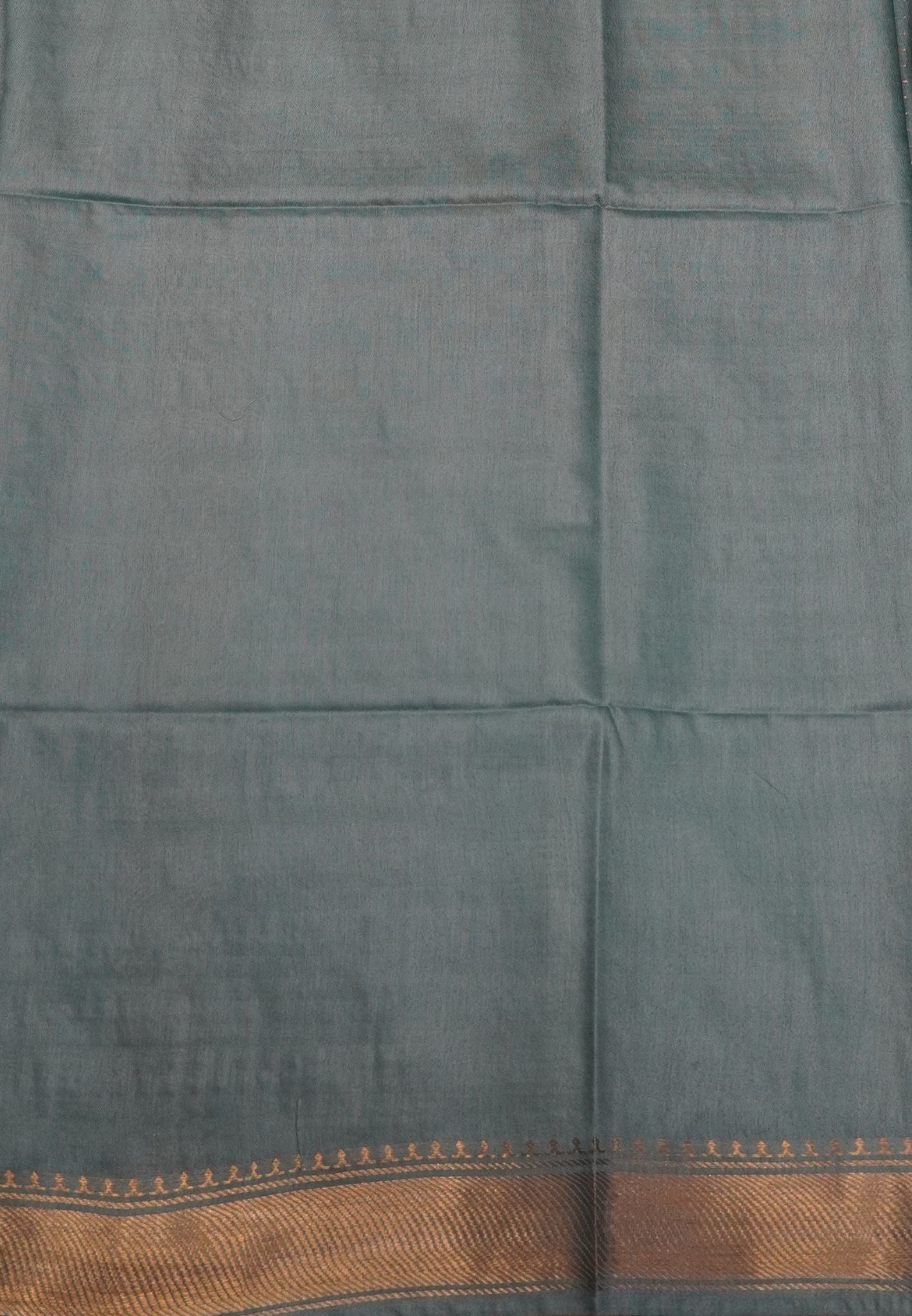 Semi Bhagalpur Tussar Saree-Zari Dots Sea Blue
