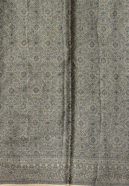Tussar Saree-Cream In Glitter Floral Border