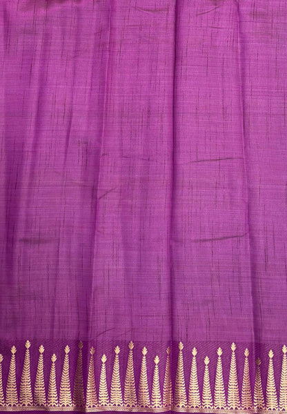 Semi Tussar Saree-Ramar Green in Traditional Striped Zari with Contrast Border