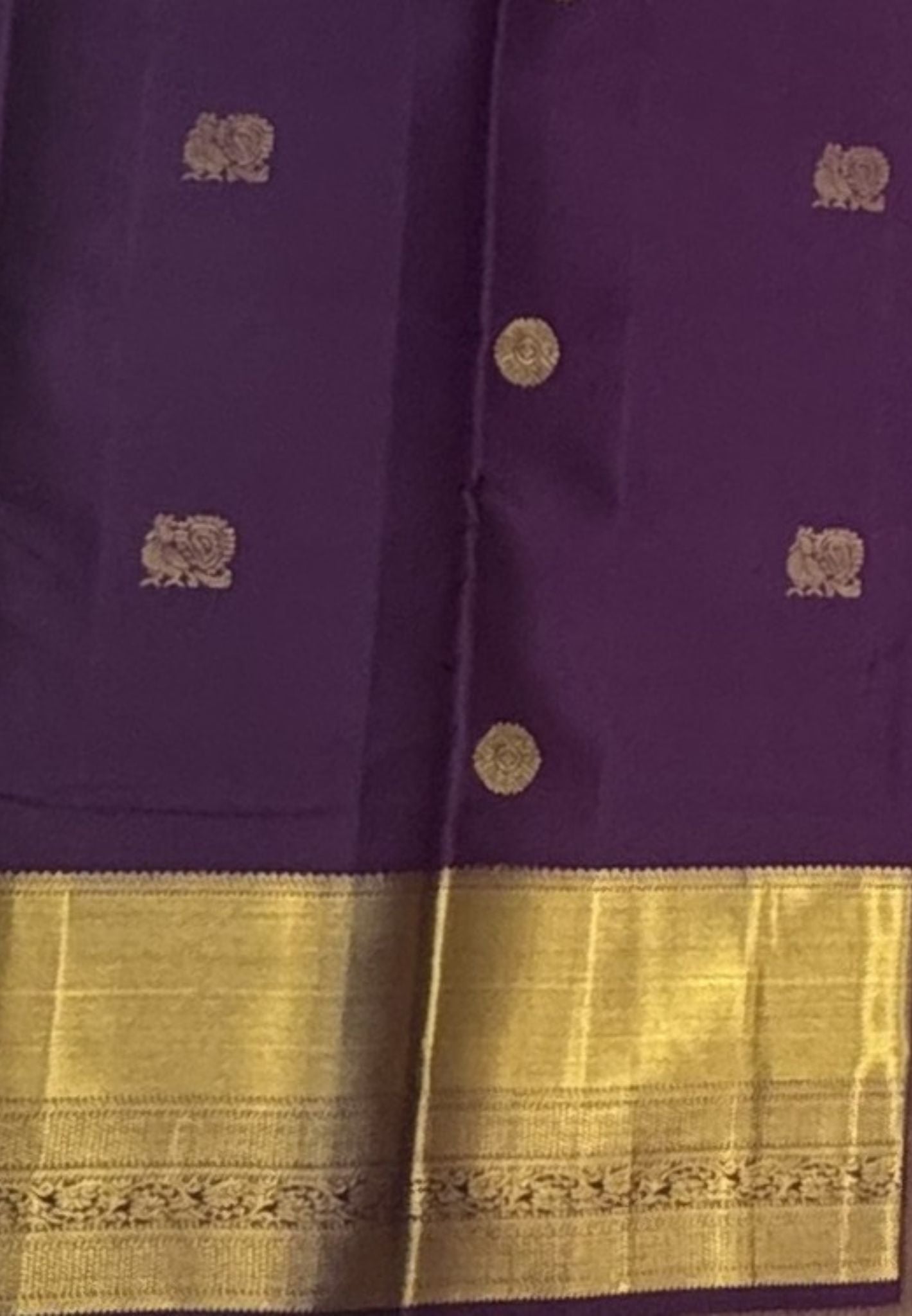 Pure Kanchipuram Silk Saree-Purple with Golden Zari Border