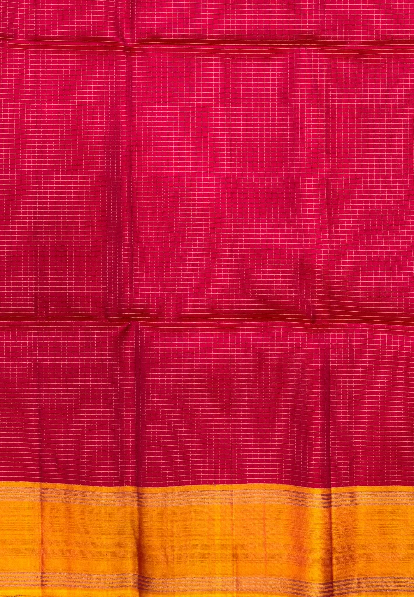 Pure Kanchipuram Silk Saree-Pink in Fine Checked Zari Border