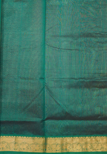 Pure Silk Cotton Saree-Olive Green Stripes with Zari Woven Border