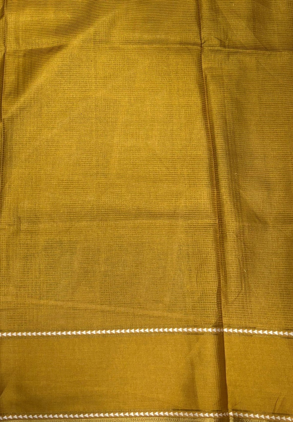 Tussar Saree-Mustard in Geometric 3D Square Pattern Border