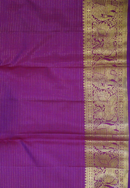 Pure Kanchipuram Silk Saree-Magenta Vairaoosi with Mayil Chakram Butta