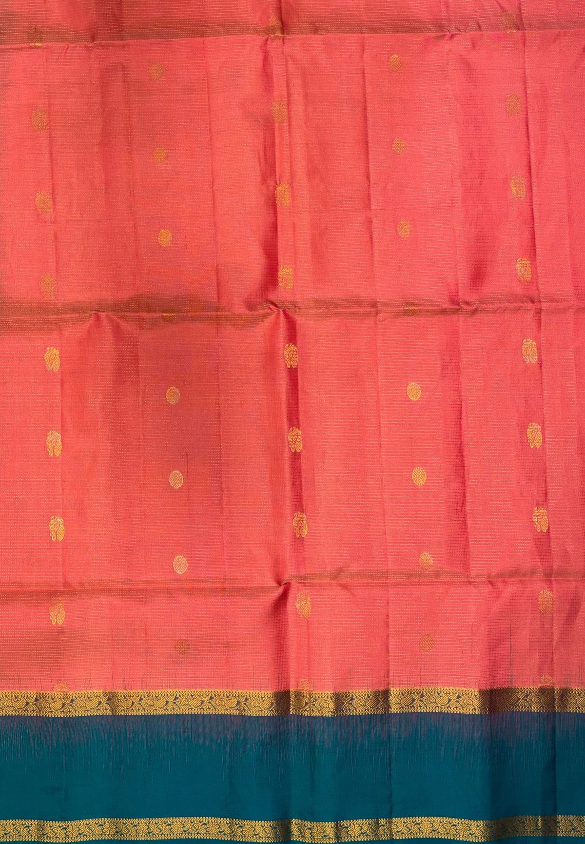 Pure Kanchipuram Silk Saree-Light Peach Pink With Contrast Border