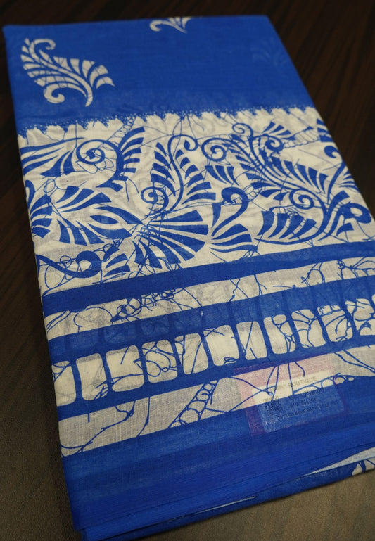 Cotton Saree - Blue