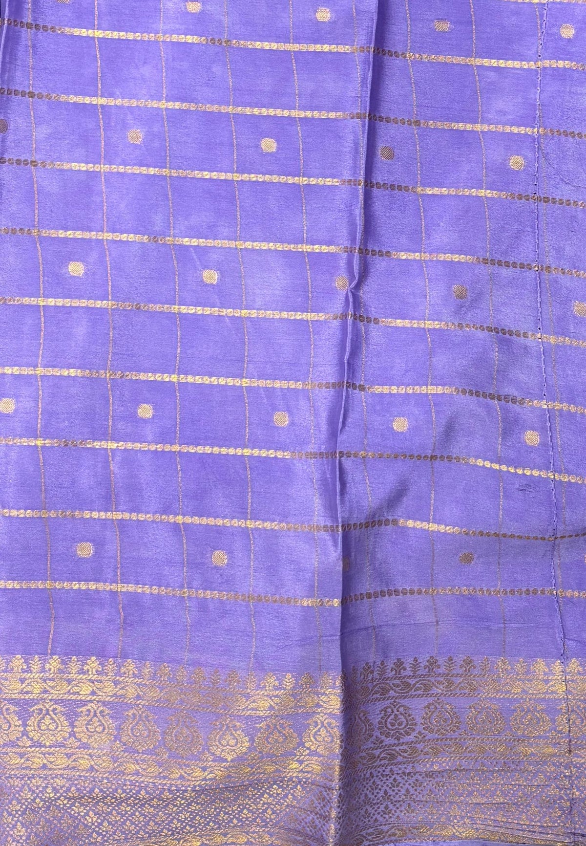 Viscose Saree-Violet in Checked Zari Pattern Border