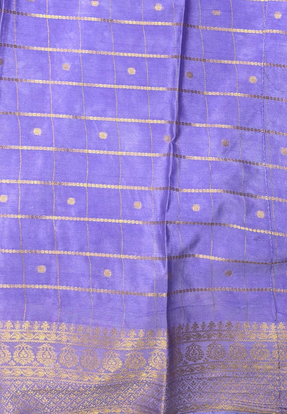 Viscose Saree-Violet in Checked Zari Pattern Border