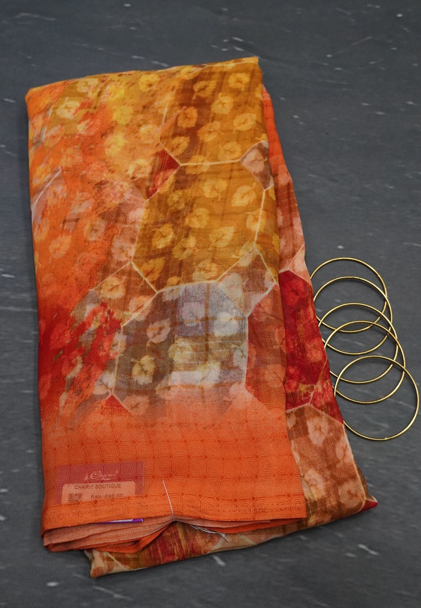 Chiffon Saree -Orange