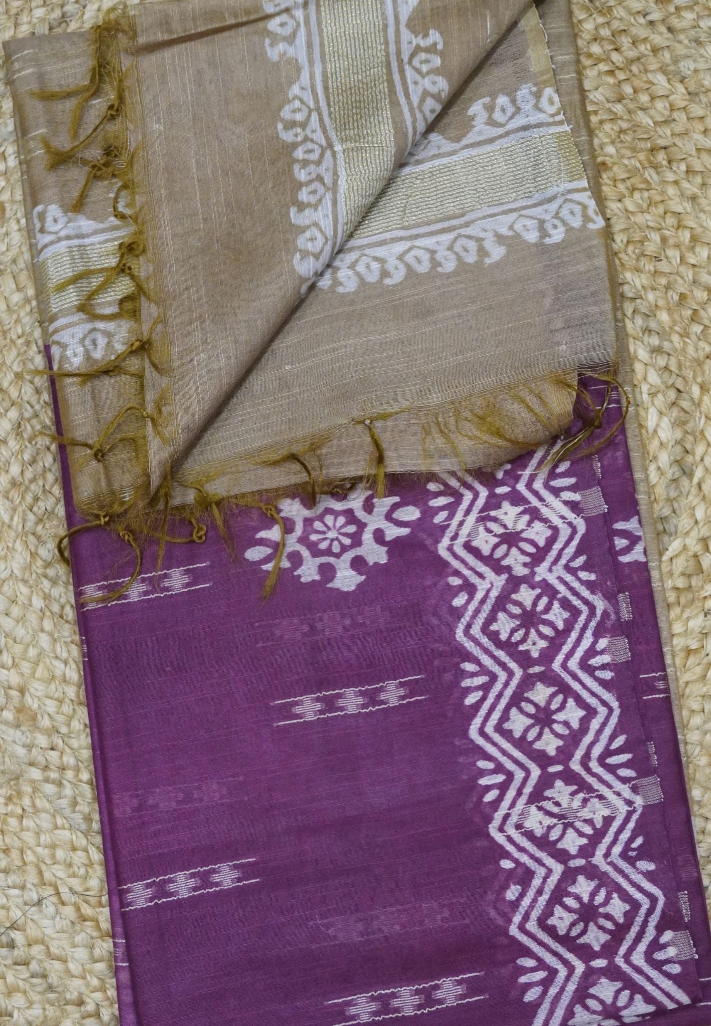 Bhagalpur Cotton Saree- Sequence Work Purple