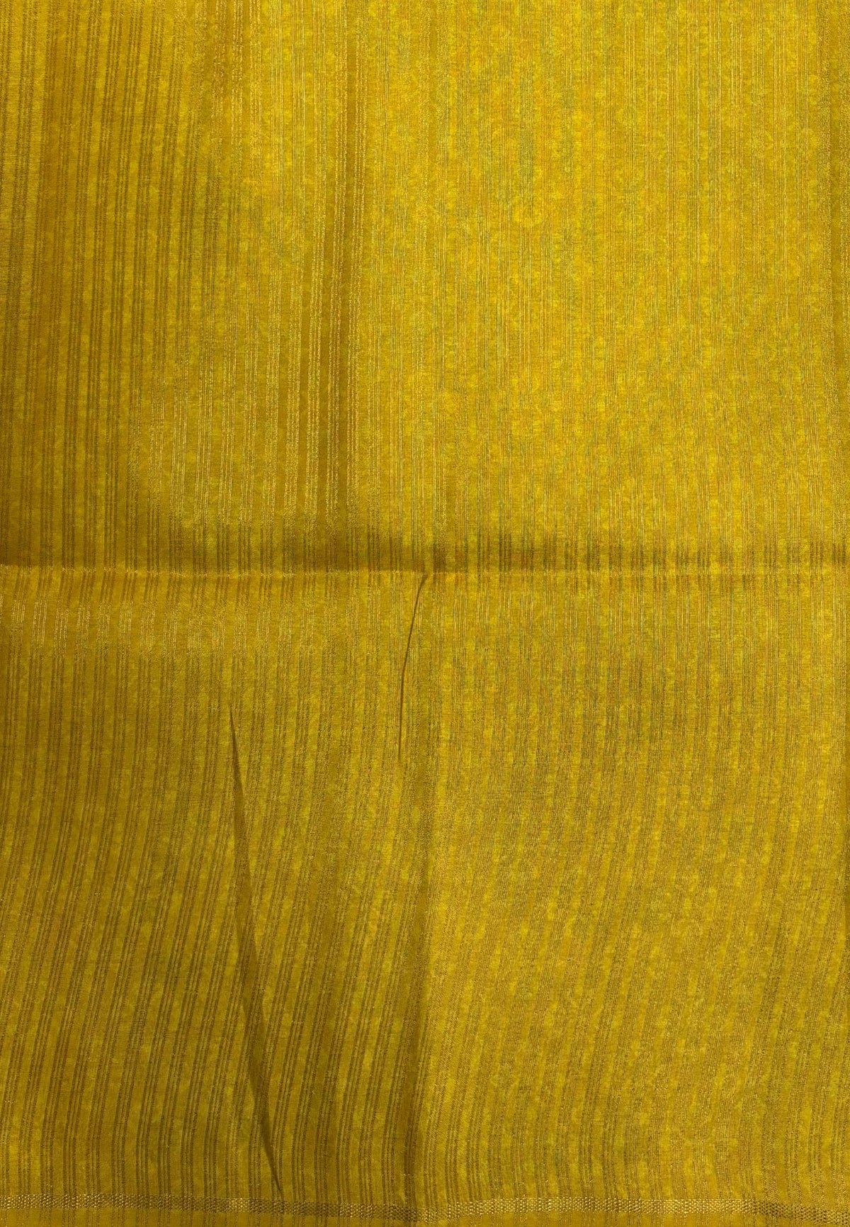 Semi Tussar Saree-Yellow in Kalamkari Peacock Floral Border