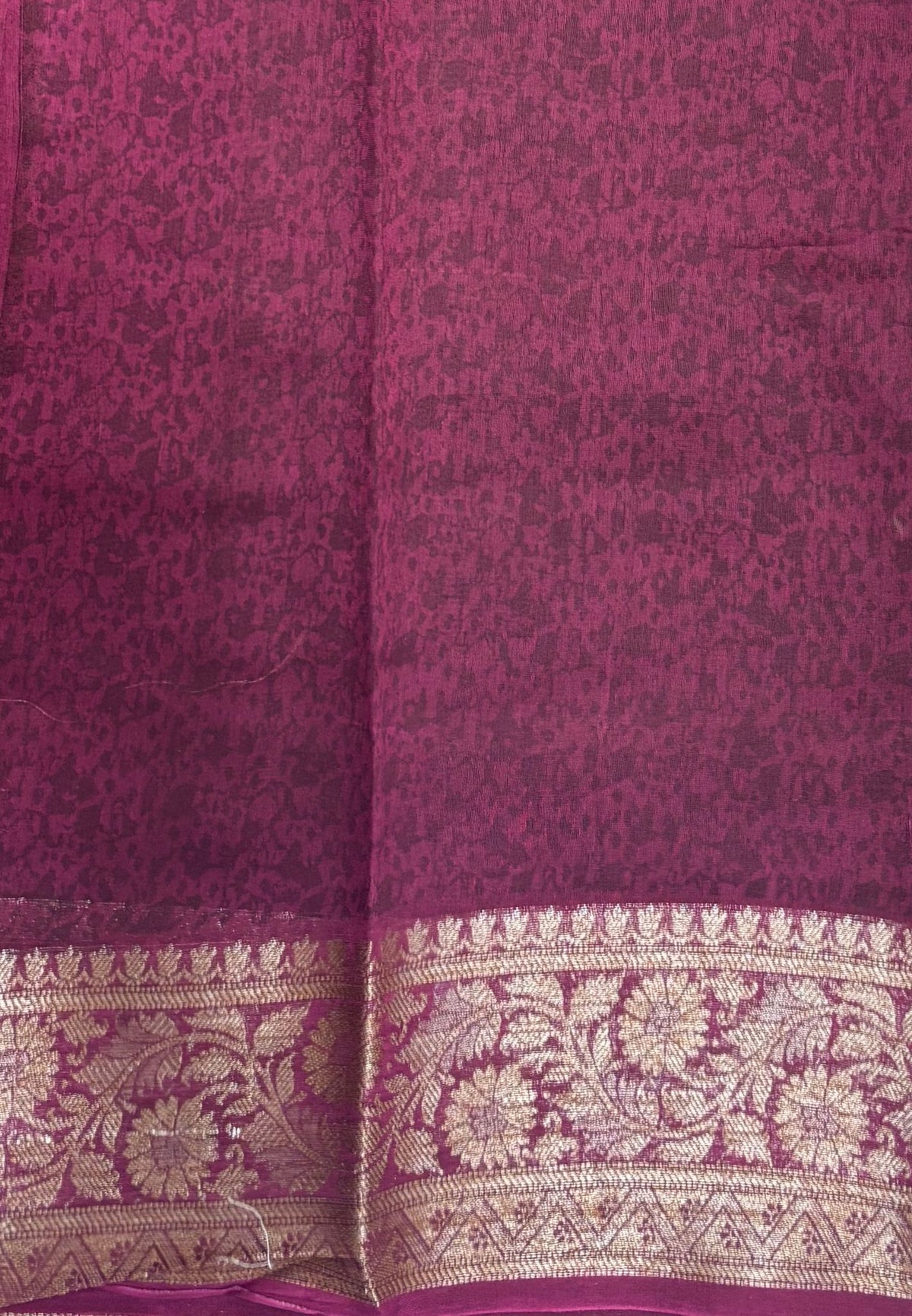 Pure Chanderi Saree-Wine in Antique Zari Floral Brocade Border