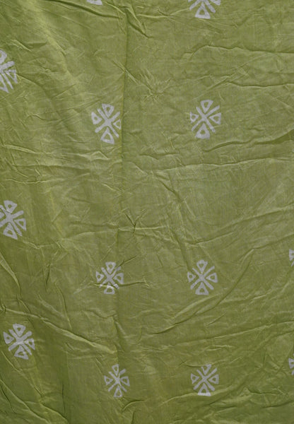 Batick Cotton Saree- Light Green with Sequence Work