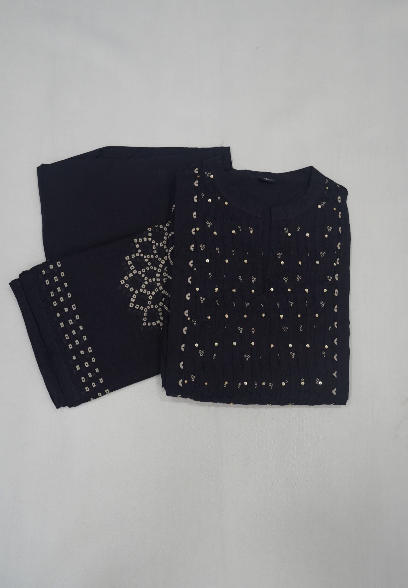 3Pcs Salwar Suit-Small Bandhini Print with Sequence Work