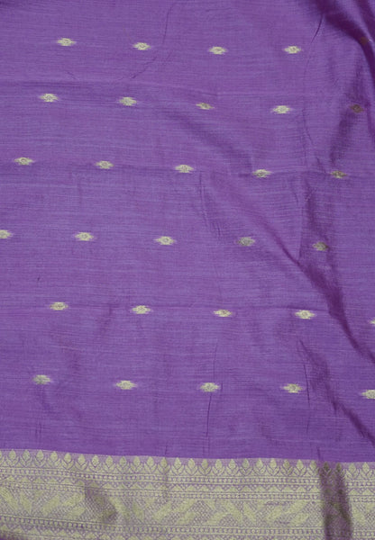 Semi Tussar Saree with Rose Floral Zari Weaving-Maroon