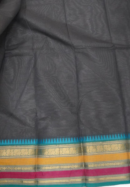 Chettinadu Cotton Saree-Black with Varisapet Border
