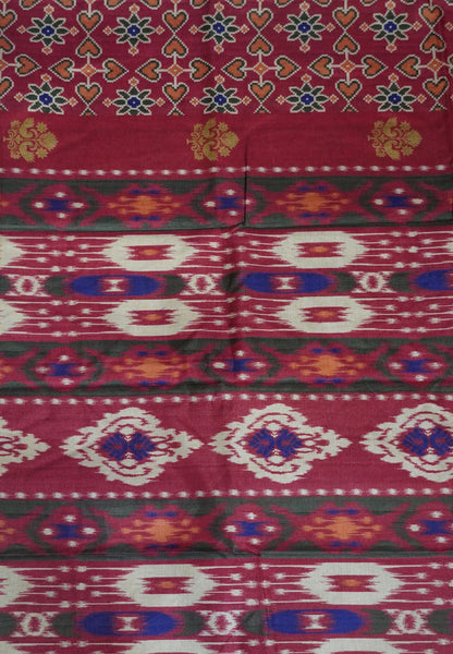 Soft Semi Tussar Saree -Red with Patola Print
