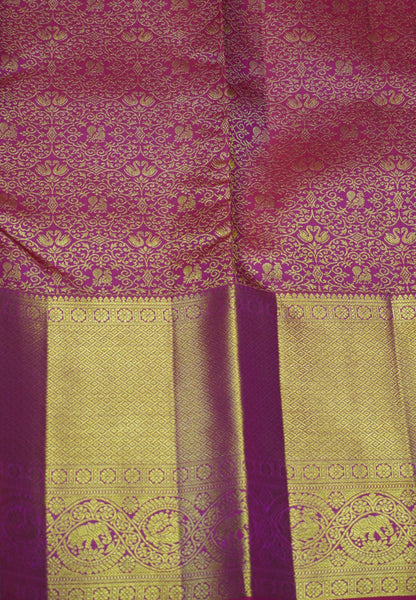 Pure Bridal Kanchipuram Silk Saree-Pink