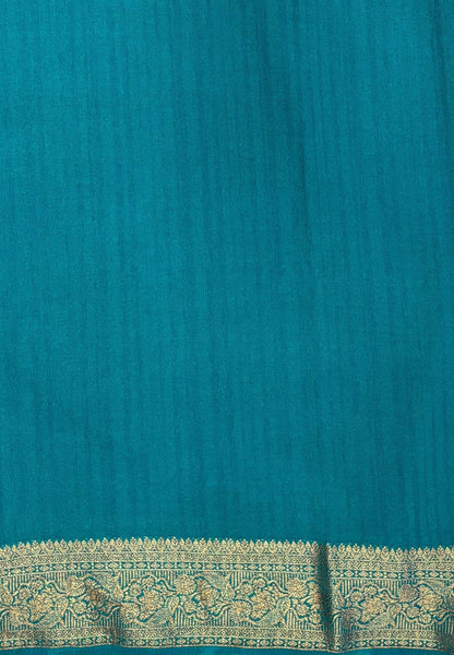 Banarasi Georgette Saree-Purple with Leaf Butta and Contrast Border
