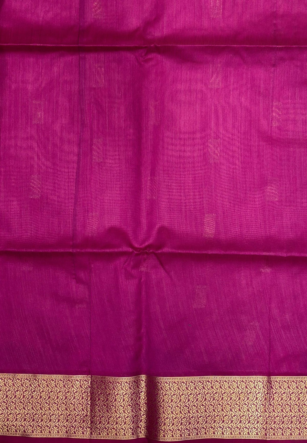 Raw Silk Saree-Rani Pink In Brocade Floral Panel Border