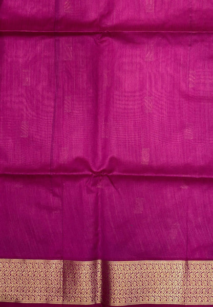 Raw Silk Saree-Rani Pink In Brocade Floral Panel Border