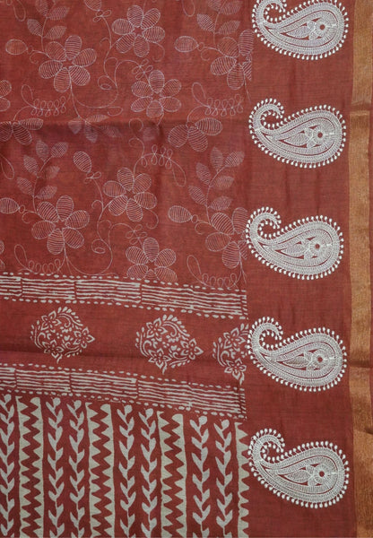 Semi Chanderi -Honey with Manga Embroidery