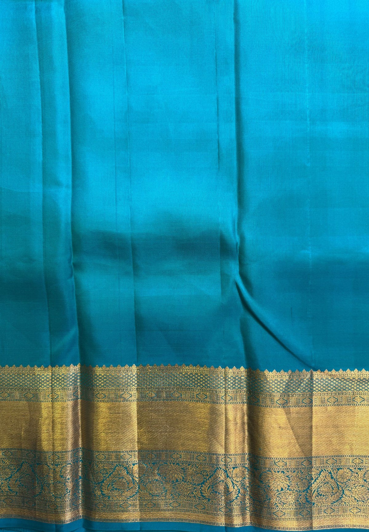 Pure Kanchipuram Silk Saree -Teal Blue Brocade Silk