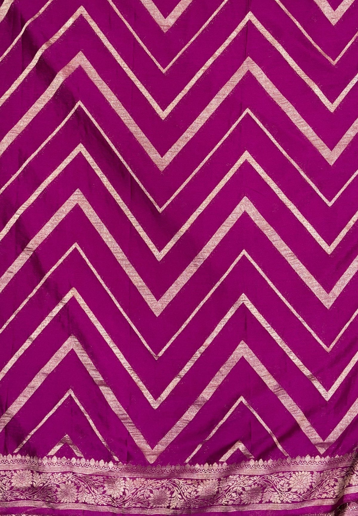 Chinon Silk Saree-Magenta with Antique Floral Border