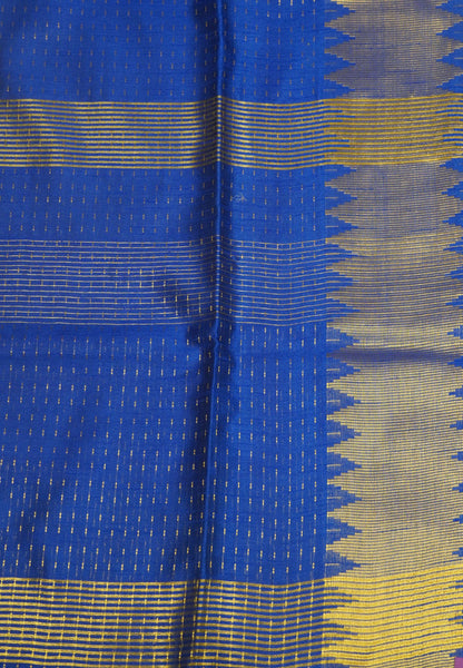 Semi Raw Silk Saree-Ink Blue