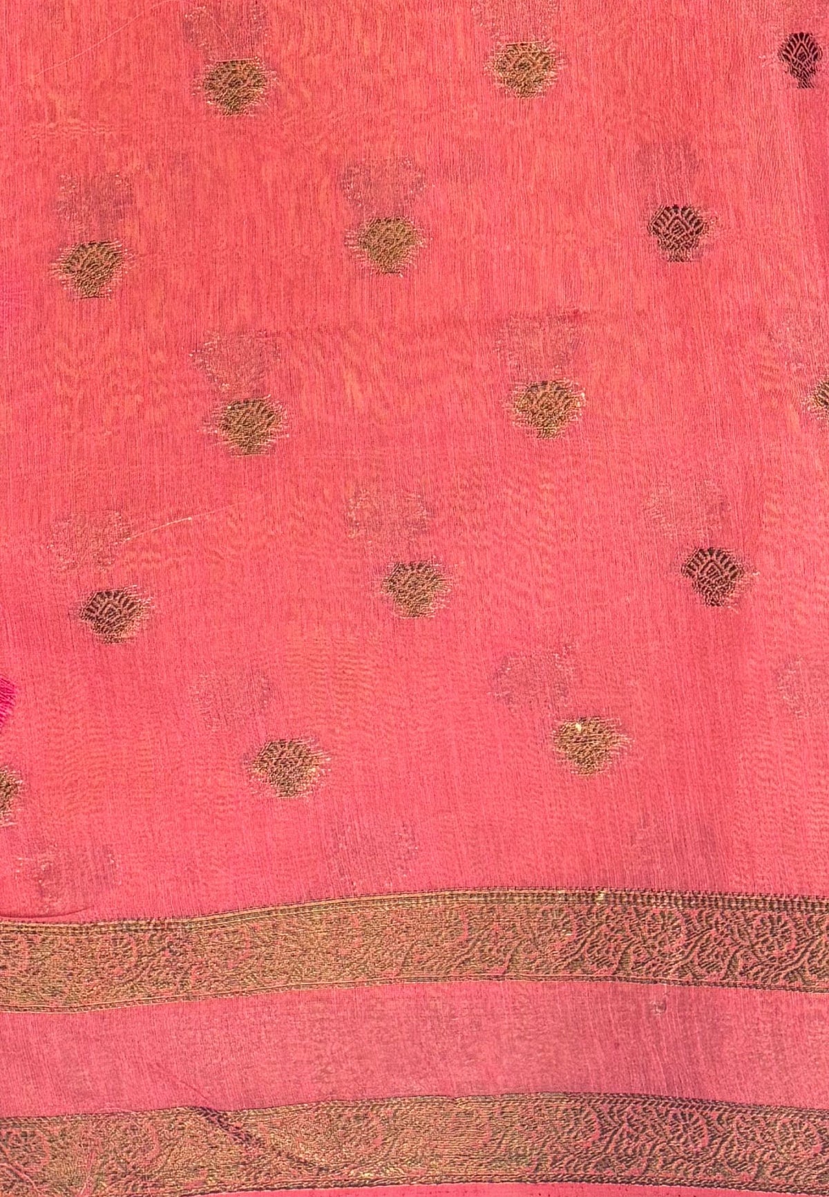 Soft Jute Saree-Navy Blue-Peach Pink With Rettapet Border