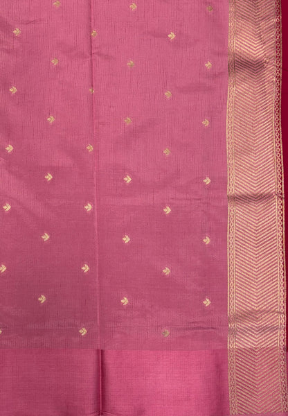 Mulberry Silk Saree-Tone of Pink with Deer Border