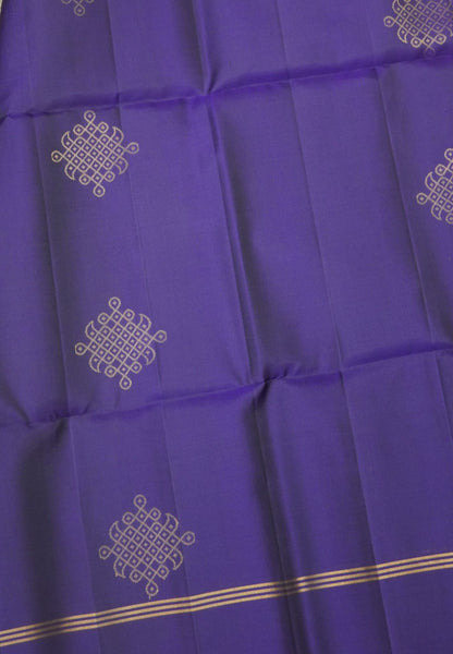 Pure Soft Silk-Dark Purple with Kolam Zari Butta