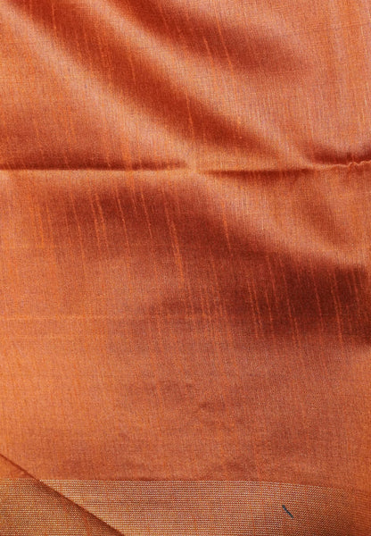 Semi Raw Silk Saree-Orange in Checked Zari