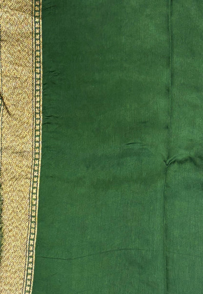 Kattan Silk Saree-Green in Floral Vine Zari Border
