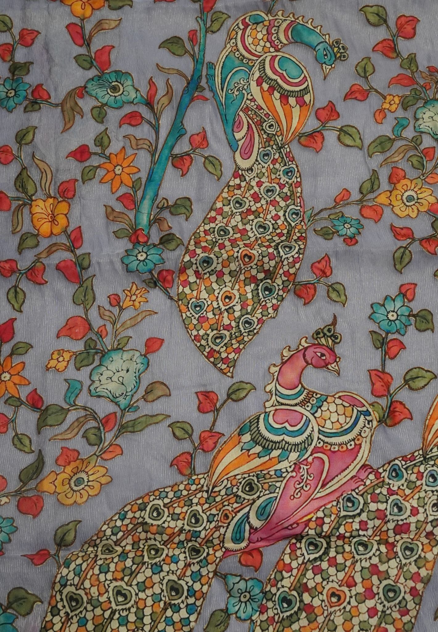 Crush Vairaoosi Tissue Silk-Lavender with applique work
